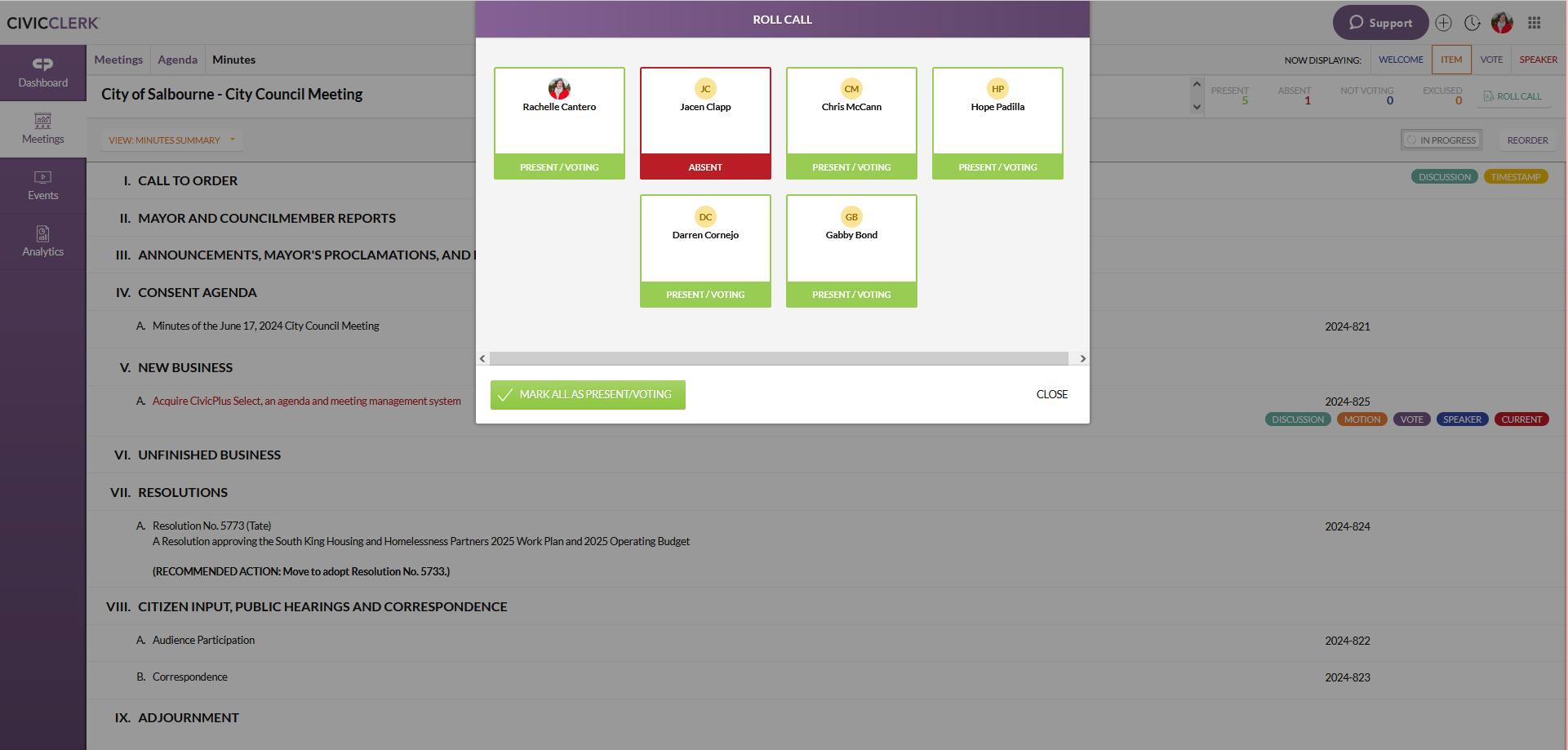 screenshot of CivicPlus Agenda & Meeting Management